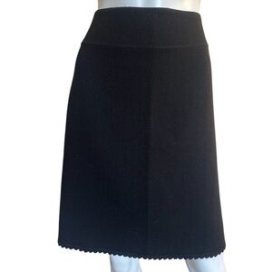 Max Studio Black Pencil Skirt with Scalloped Hem Womens 6 zipper Closure